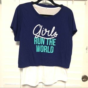 ❤️2 for $25❤️ Xersion Girl's Blue and White Crop Top